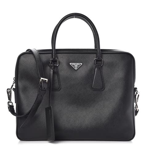 prada black leather briefcase|prada bag saffiano.